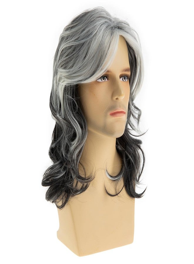 Baruisi Long Wavy Grey Wigs for Men Synthetic Layered Wavy Cosplay Party Wig - Image 5